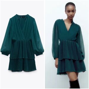 ZARA SHORT DOTTED MESH DRESS